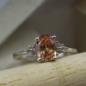 Morganite Ring Sterling Silver Ring Vintage Wedding  Morganite Engagement Ring For Women Dainty Promise Ring Anniversary Gift For Wife