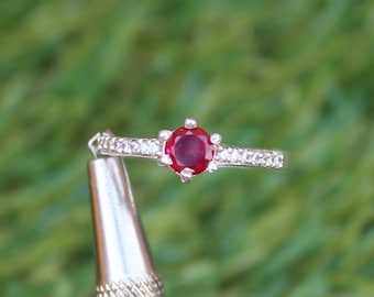 Ruby Sterling Silver Ring: Simple Gemstone Engagement Ring
