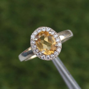 Natural Citrine Ring- Sterling Silver Gemstone Engagement Ring For Women- Promise Ring November Birthstone Anniversary Birthday Gift For Her