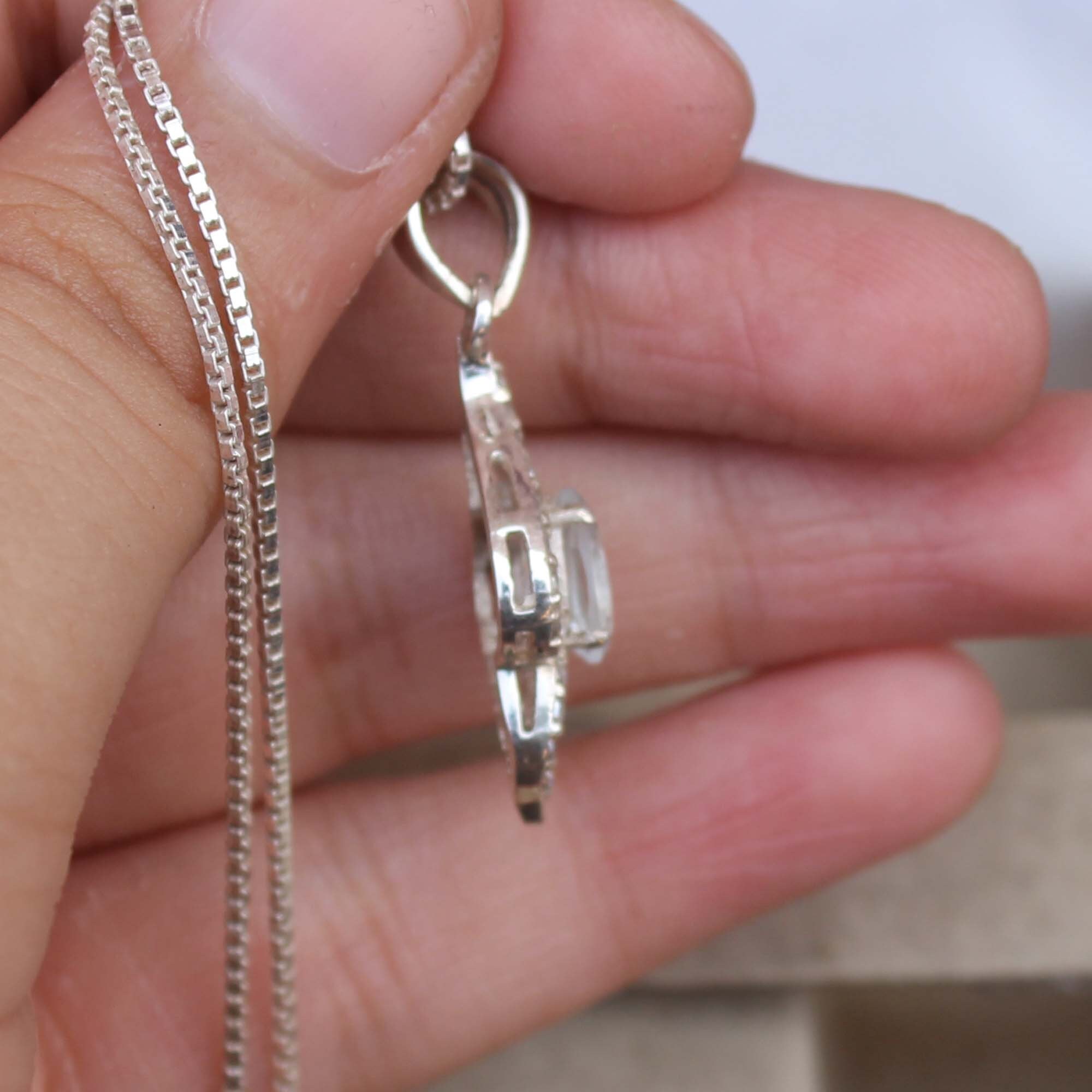 Pendentif Topaze Blanche Et Argent 925 - Neuf Avec étiquettes - Magnifique !