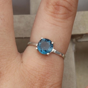 Natural London Blue Topaz Ring 925 Sterling Silver Ring Silver Blue Topaz Ring Gemstone Ring Sterling Silver Ring gift for Women simple ring