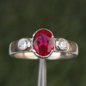 Ruby Ring Sterling Silver Ring Gemstone Engagement Ring For Women- Dainty Promise Ring July Birthstone Anniversary Birthday Gift For Her