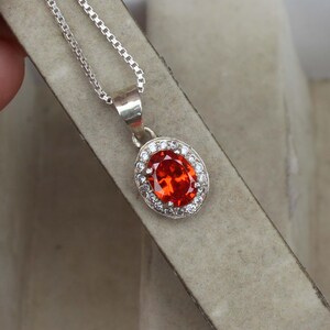 Orange Zircon Pendant, Oval Cut Pendant, Wedding Pendant, 925 Silver Pendant, Orange Pendant, Zircon Pendant, Gift For Woman, Gift Pendant