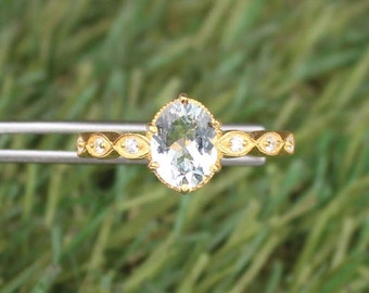 White Topaz Ring, 925 Sterling Silver Engagement, November Birthstone
