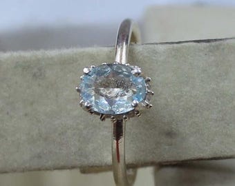 Sterling Silver Aquamarine Ring, Oval March Birthstone, Anniversary Gift