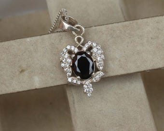 Black Onyx & Cubic Zirconia 925 Sterling Silver Pendant