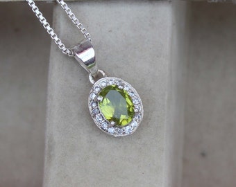 Handmade Sterling Silver Peridot Pendant, August Birthstone