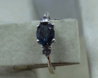 London Blue Topaz Solitaire Ring: 925 Sterling Silver, December Birthstone