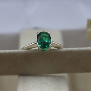 925 Sterling Silver Emerald Engagement Ring - Emerald Ring- Promise Ring For Women- May Birthstone Ring -Anniversary Birthday Gift For Her