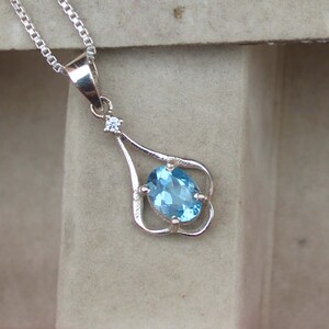 Swiss Blue Topaz Gemstone Handmade 925 Sterling Silver Pendant Oval Shape Antique Jewellery For Gifts Vintage Without Chain Pendant For Gift