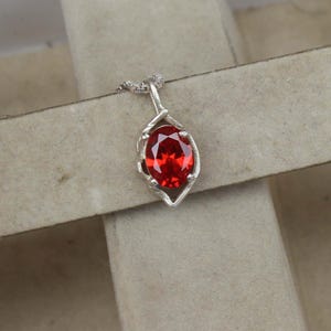 925 Sterling Silver For Women, Silver Pendant, Orange Zircon Pendant, wedding gift, engagement gift, Christmas gift, anniversary gift