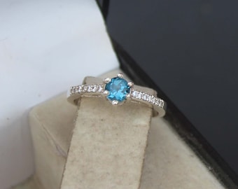London Blue Topaz Sterling Silver Ring, December Birthstone
