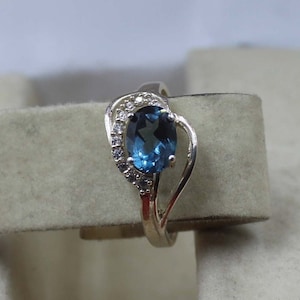 London Blue Topaz Ring, Wedding Ring, 925 Sterling Silver Promise Ring, Engagement Ring, Silver Jewellery Ring, Anniversary Ring, Gift Her