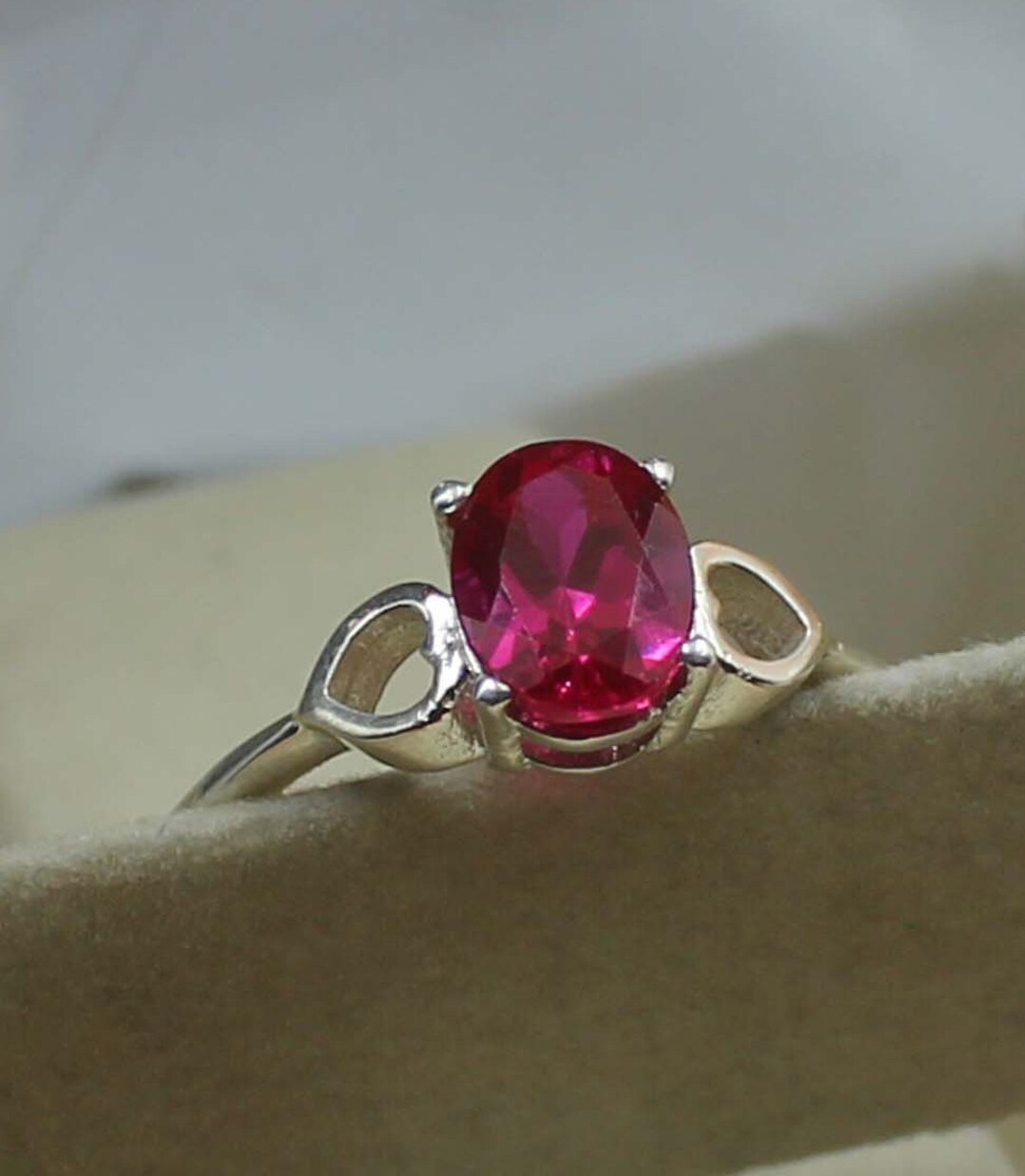 Oval Lab Ruby Oval Lab Ruby Ring, Sterling Silver Promise Ring, July Birthstone - Etsy
