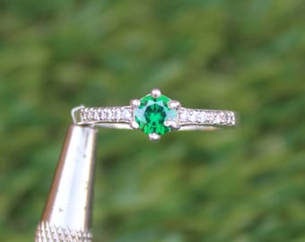 Emerald 925 Sterling Silver Ring, May Birthstone, Promise Ring