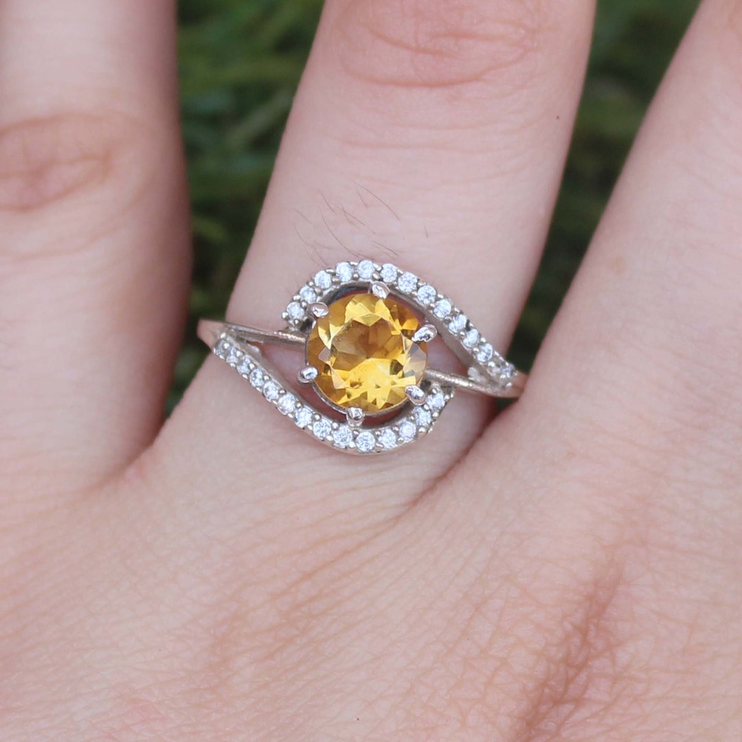 November Rings Natural Citrine Ring: Sterling Silver, November Birthstone Promise Ring ...