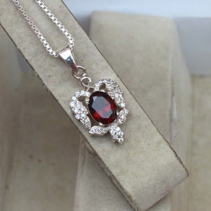 Red Garnet Pendant 925 Sterling Silver Pendant Handmade Without Chain Red Garnet Gemstone Pendant Gift For Wife Love Handmade Jewellery Gift