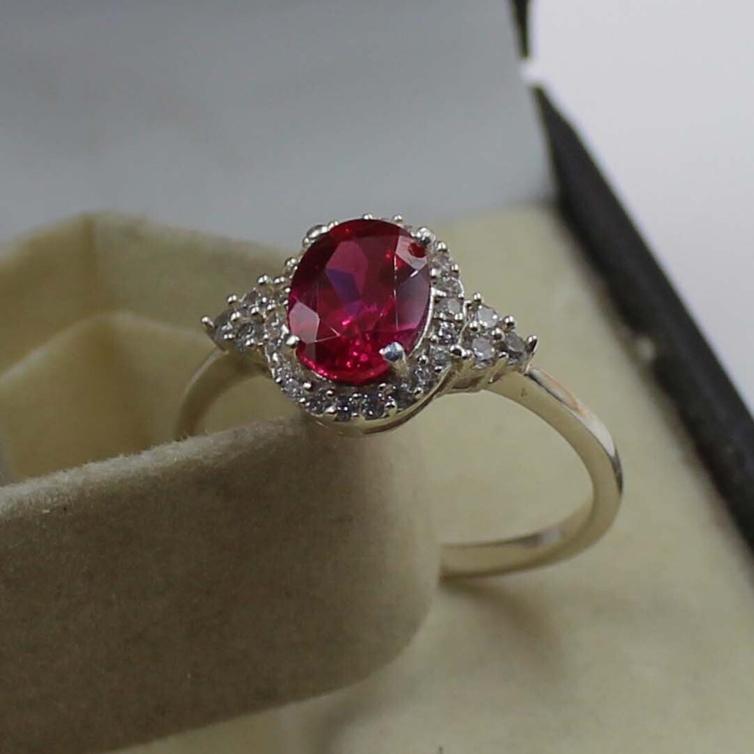 Oval Lab Ruby Sterling Silver Lab Ruby Ring – Oval Gemstone July Birthstone - Etsy ...