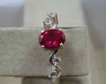 Anello con rubino rosso, fatto a mano in argento sterling 925, regalo di anniversario