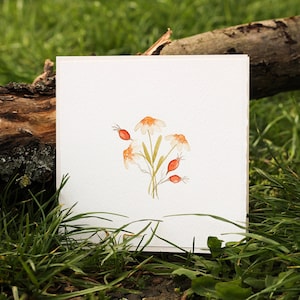 Carte peinte à la main, Carte aquarelle, Aquarelles, Fleurs, Peint à la main, Cadeau