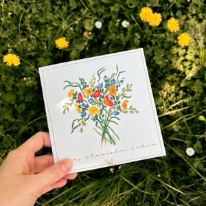 Blumenkarte, Zarte Karte, Grußkarte, Rustikale Karte