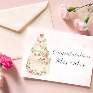 Biglietto di nozze gay stampabile, Mrs and Mrs, matrimonio dello stesso sesso, LGBTQ+ Friendly, regalo di nozze per coppia queer, inclusivo, download digitale