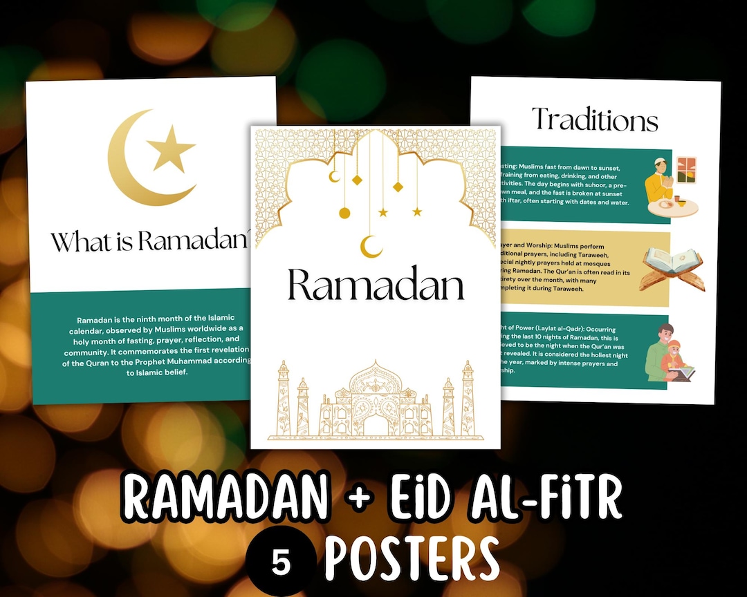 Ramadan Printable Posters (set of 5), Eid Al-fitr Tradition Information ...
