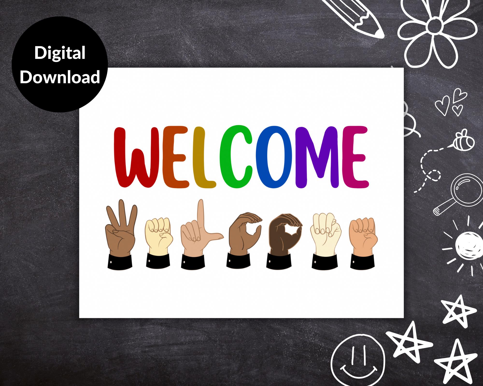Welcome Poster With Sign Language, American Sign Language, ASL ...