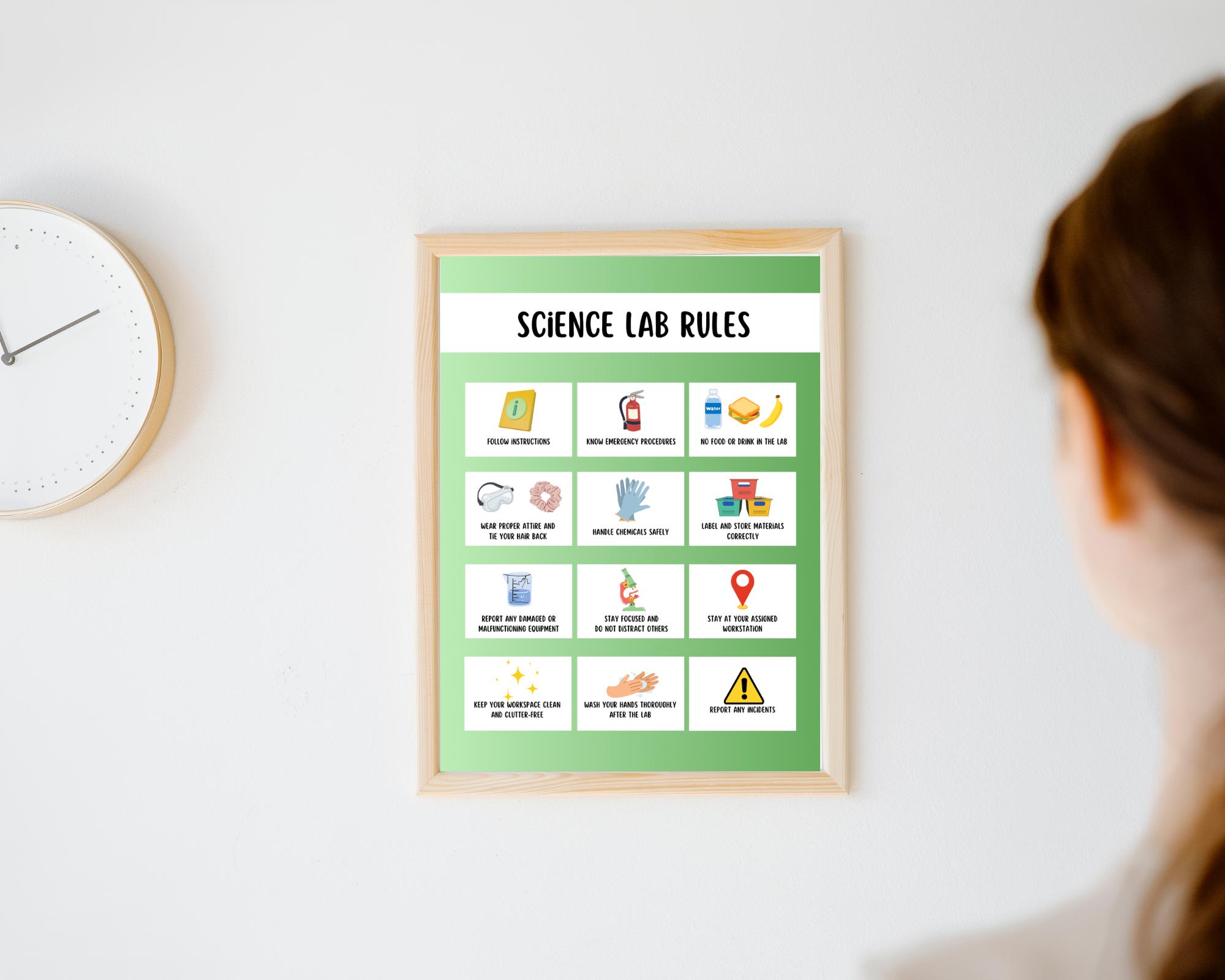 Science Lab Rules Printable Poster, STEM STEAM Wall Art, Classroom ...