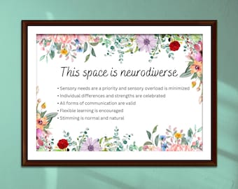 This is a Neurodiverse Space Poster, Neurodiversity Print, Neurodivergent Decor, Autism Awareness Poster, ADHD Poster, Autism Home Decor