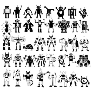 40 Robot SVG Bundle, Robot PNG bundle, Robot Clipart, Robot Silhouette, Robot Cut files, Robot Design, Robot Digital Download