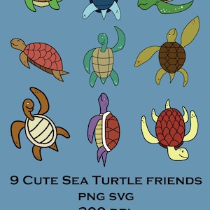 Turtle Clipart, Turtle  PNG, Turtle SVG, Turtle Silhouette, Turtle Cut files, Turtle Design, Turtle Digital Download