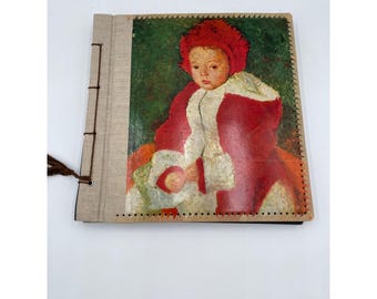 Vintage Baby Photo Album: Linen Spine, Black Pages, Vellum Inserts