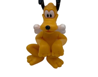 Disney Gold Pluto Dog Great Dane Ears PVC Figurine Bone Vintage Collectible Toy