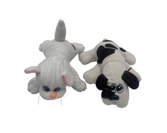 Pound Puppies Purries Plush Dog Cat Pair By Tonka WhiteBrown White/Gray