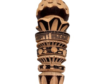 Batidor de madera mexicano Molinillo tallado a mano, herramienta auténtica para chocolate caliente espumoso