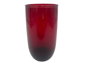 Ruby Red Glass Tumbler Handcrafted Ombre Finish Elegant Design 4" Tall Sturdy Glassware