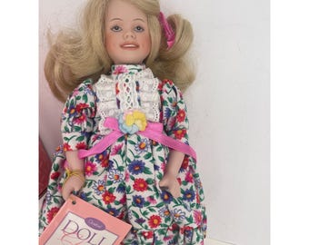 Goebel Porcelain Doll By Bette Ball Doll Club Exclusive With Floral Dress & Accessories
