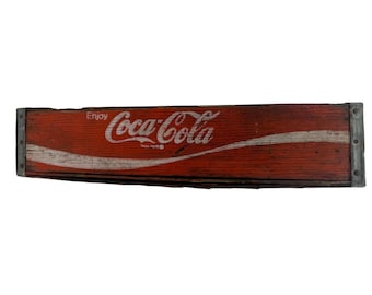 Vintage Coca-Cola Wooden Bottle Crate 24 Compartments Red Weathered Rustic Decor