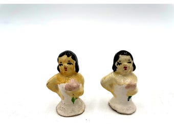 Antique Porcelain Vintage 1930's Half Body Sewing Pin Cushion Doll Germany Figurine