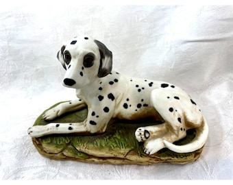 Dalmatian Figurine By Homco Lying Pose Hand-Painted Porcelain Collectible Decor