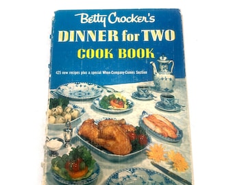 Betty Crockers Dinner For Two Cookbook 1958 Vintage Spiral Bound Mid-Century Recipes Illustrated By Charley Harper
