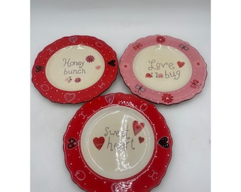 Sweetheart-Themed Ceramic Plates By Certified International Set Of 3 Dishwasher Safe