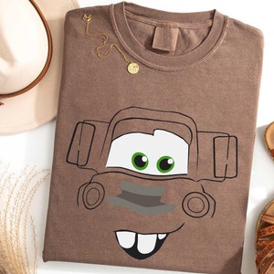 Tow Mater Face-tröja, Mater Cars-tröja, Bilar-film-tröja, Disney Cars-tröja, Bilar-karaktärer-tröja, Halloween-kostymtröja bild 1