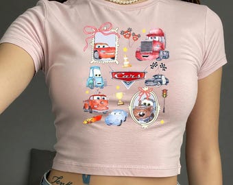 Disney Cars Baby Tee, Sally Cars Baby Tee, Pixar Crop Top, Lightning Mcqueen Baby Tee, Cars Mcqueen Shirt, Tow Mater Shirt