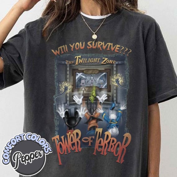 トップス 90s Disney Tower of terror BLACK Vintage 90s Tower of Terror Shirt, Disney Rides Shirt, Hollywood