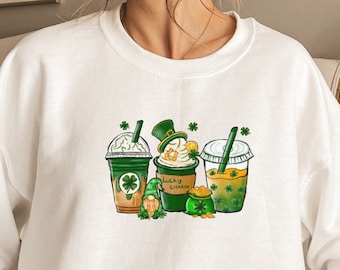 St Patricks Day Coffee Sweatshirt, St Pattys Day Coffee Sweatshirt, St Pattys Shirt, St Patricks Day Gift, Plus Size Clothing, Lucky