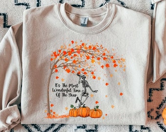 Skeleton With Tree Sweaters by UniqueApparel, Halloween Sweater , halloween Trend 2022