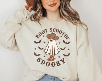 Boot Scootin Spooky Sweatshirt, Halloween Sweatshirt , Cute Spooky Sweater, Cowboy Ghost Shirt, Western Halloween, Halloween Gift