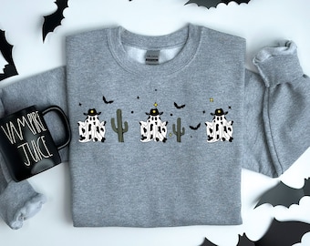 Sudadera con fantasma de vaquero, sudadera con fantasma del oeste, sudadera con vaquera, camiseta con fantasma de vaca, camiseta con cactus, camiseta con fantasmas lindos, camiseta con cactus
